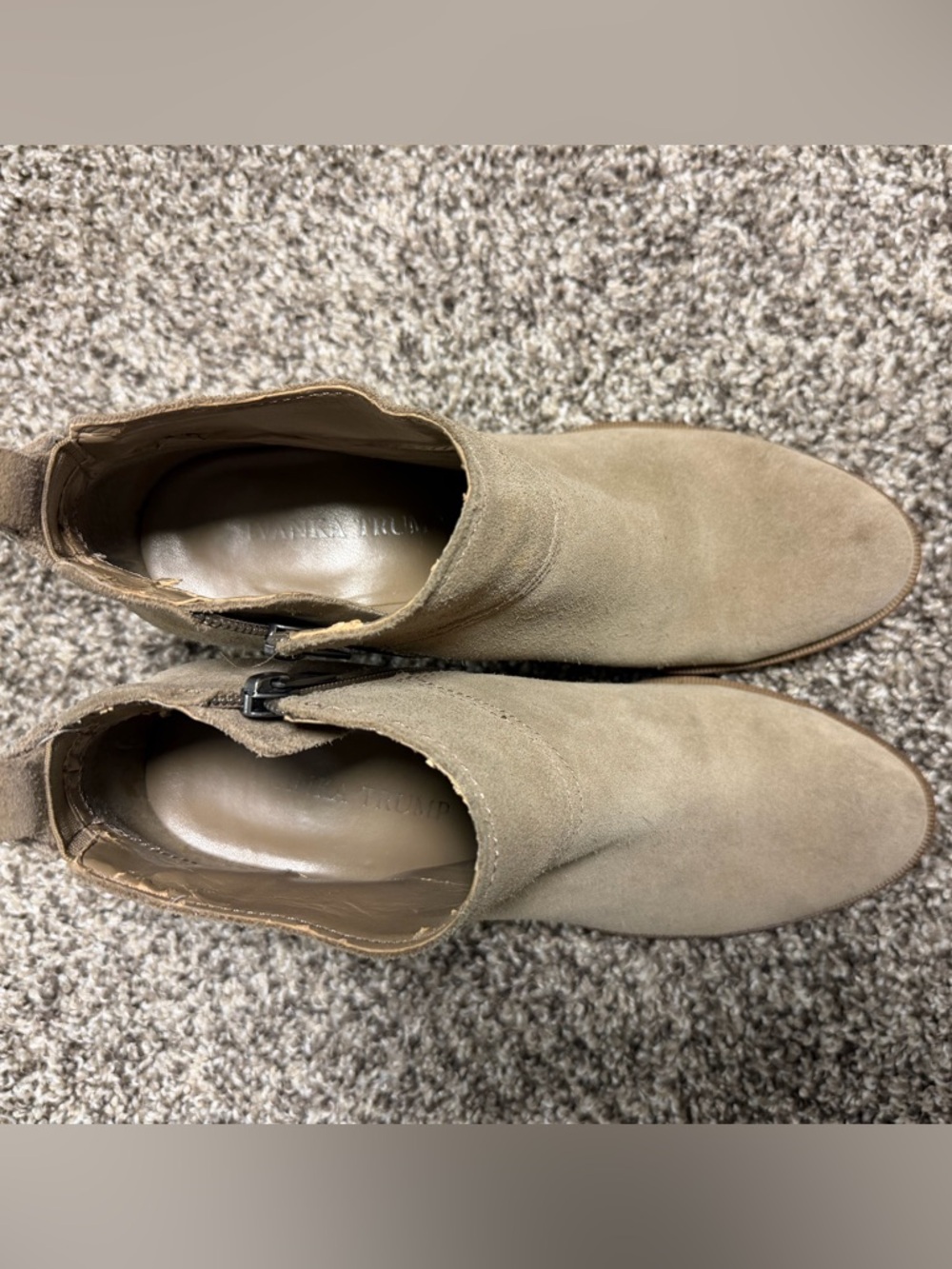 Ivanka Trump Suede Ankle Booties in Tan - Picture 7 of 8